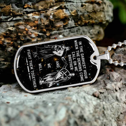 Knight Templar - KTDL002 - Call On Me Brother - Crusades - Chivalry - Religious Zeal - Templar Wealth - Mysterious Legacy - Knight Templar Dog Tag - Military Ball Chain - Luxury Dog Tag