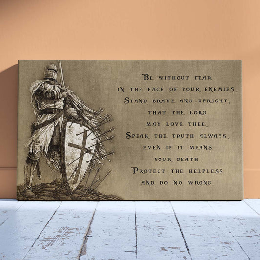 Knight Templar Wall Art - Knight Templar Poster - Knight Templar Canvas - Be Without Fear - KT001 - Horizontal Poster - Horizontal Canvas