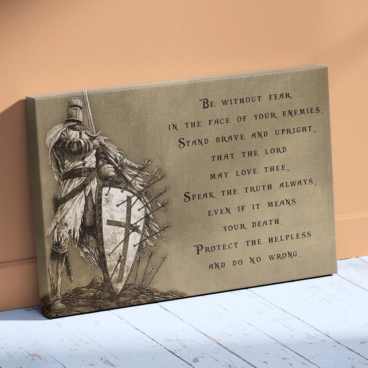 Knight Templar Wall Art - Knight Templar Poster - Knight Templar Canvas - Be Without Fear - KT001 - Horizontal Poster - Horizontal Canvas