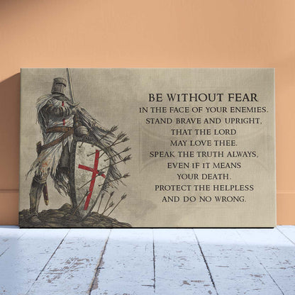Knight Templar Wall Art - Knight Templar Poster - Knight Templar Canvas - Be Without Fear - KT002 - Horizontal Poster - Horizontal Canvas