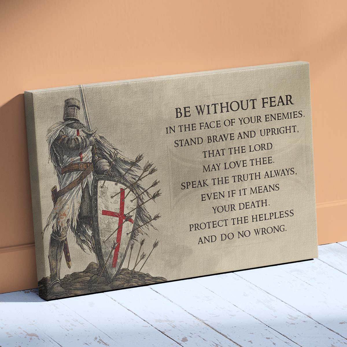 Knight Templar Wall Art - Knight Templar Poster - Knight Templar Canvas - Be Without Fear - KT002 - Horizontal Poster - Horizontal Canvas