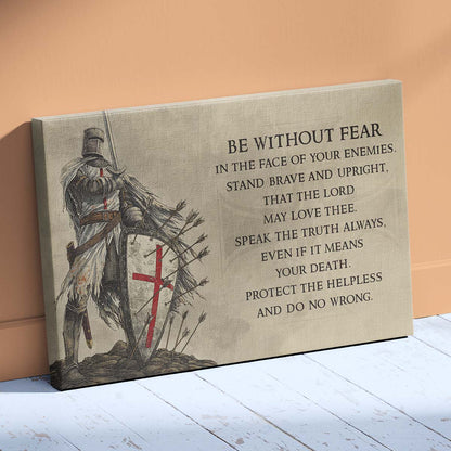 Knight Templar Wall Art - Knight Templar Poster - Knight Templar Canvas - Be Without Fear - KT002 - Horizontal Poster - Horizontal Canvas