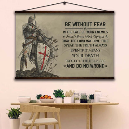 Knight Templar Wall Art - Knight Templar Poster - Knight Templar Canvas - Be Without Fear - KT009 - Horizontal Poster - Horizontal Canvas