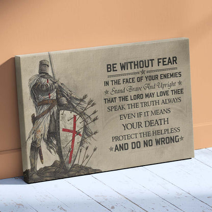 Knight Templar Wall Art - Knight Templar Poster - Knight Templar Canvas - Be Without Fear - KT009 - Horizontal Poster - Horizontal Canvas