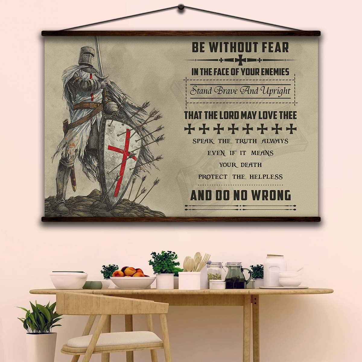 Knight Templar Wall Art - Knight Templar Poster - Knight Templar Canvas - Be Without Fear - KT020 - Horizontal Poster - Horizontal Canvas