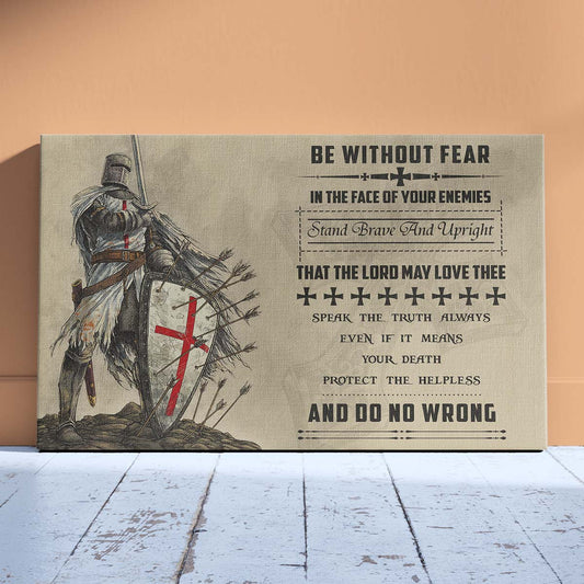 Knight Templar Wall Art - Knight Templar Poster - Knight Templar Canvas - Be Without Fear - KT020 - Horizontal Poster - Horizontal Canvas