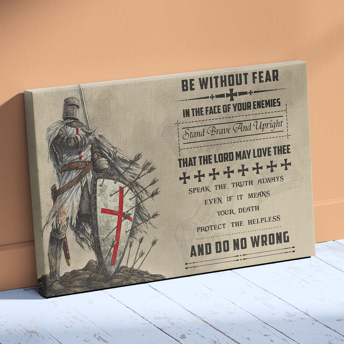 Knight Templar Wall Art - Knight Templar Poster - Knight Templar Canvas - Be Without Fear - KT020 - Horizontal Poster - Horizontal Canvas