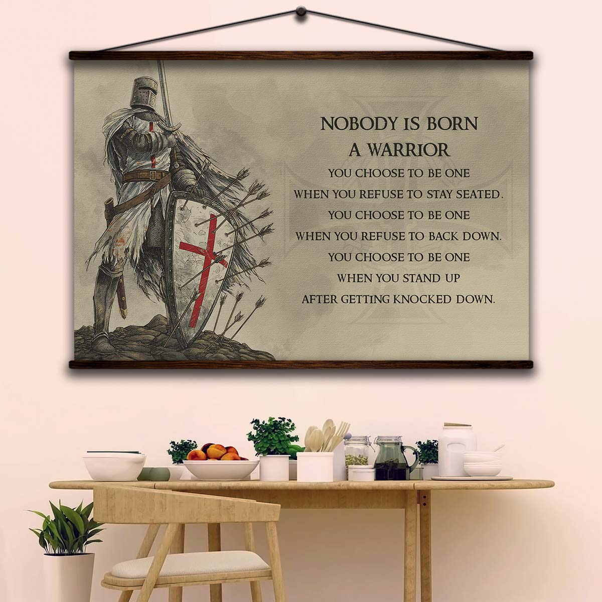 Knight Templar Wall Art - Knight Templar Poster - Knight Templar Canvas - Nobody Is Born A Warrior - KT005 - Horizontal Poster - Horizontal Canvas
