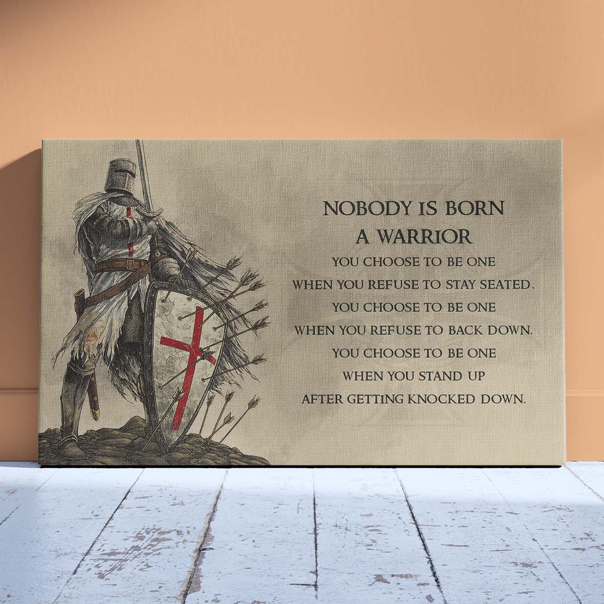 Knight Templar Wall Art - Knight Templar Poster - Knight Templar Canvas - Nobody Is Born A Warrior - KT005 - Horizontal Poster - Horizontal Canvas