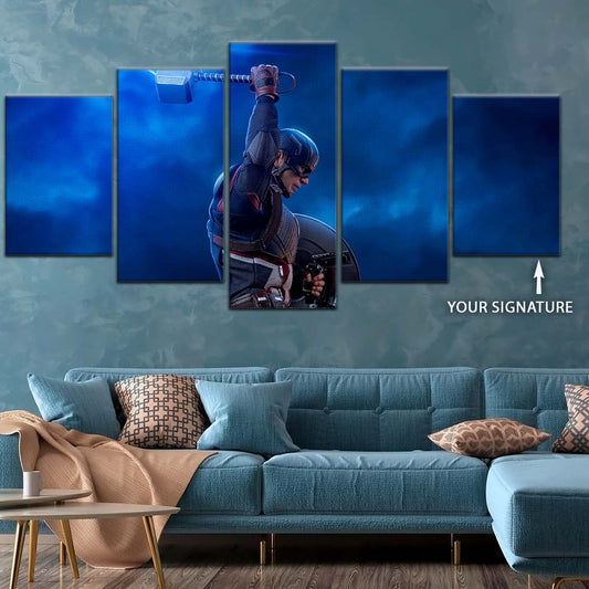 Marvel Wall Art - MCU5034 - Captain America - Steve Rogers Chris Evans - Mjölnir - Avengers EndGame - Marvel Cinematic Universe Poster - Marvel Cinematic Universe Canvas