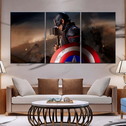 Marvel Wall Art - MCU5048 - Captain America - Steve Rogers - Mjölnir Hammer Shield - Avengers EndGame - Marvel Cinematic Universe Poster - Marvel Cinematic Universe Canvas