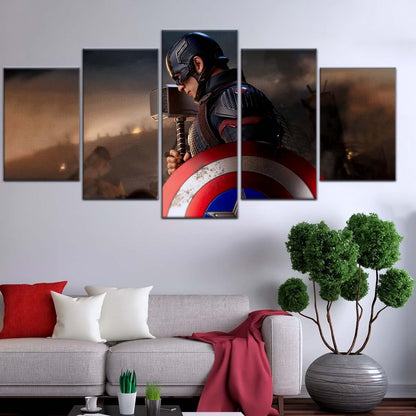 Marvel Wall Art - MCU5048 - Captain America - Steve Rogers - Mjölnir Hammer Shield - Avengers EndGame - Marvel Cinematic Universe Poster - Marvel Cinematic Universe Canvas