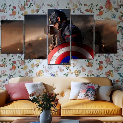 Marvel Wall Art - MCU5048 - Captain America - Steve Rogers - Mjölnir Hammer Shield - Avengers EndGame - Marvel Cinematic Universe Poster - Marvel Cinematic Universe Canvas