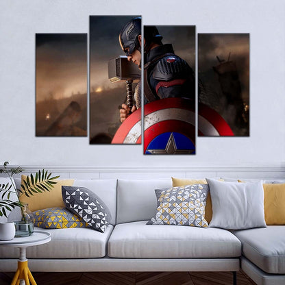 Marvel Wall Art - MCU5048 - Captain America - Steve Rogers - Mjölnir Hammer Shield - Avengers EndGame - Marvel Cinematic Universe Poster - Marvel Cinematic Universe Canvas