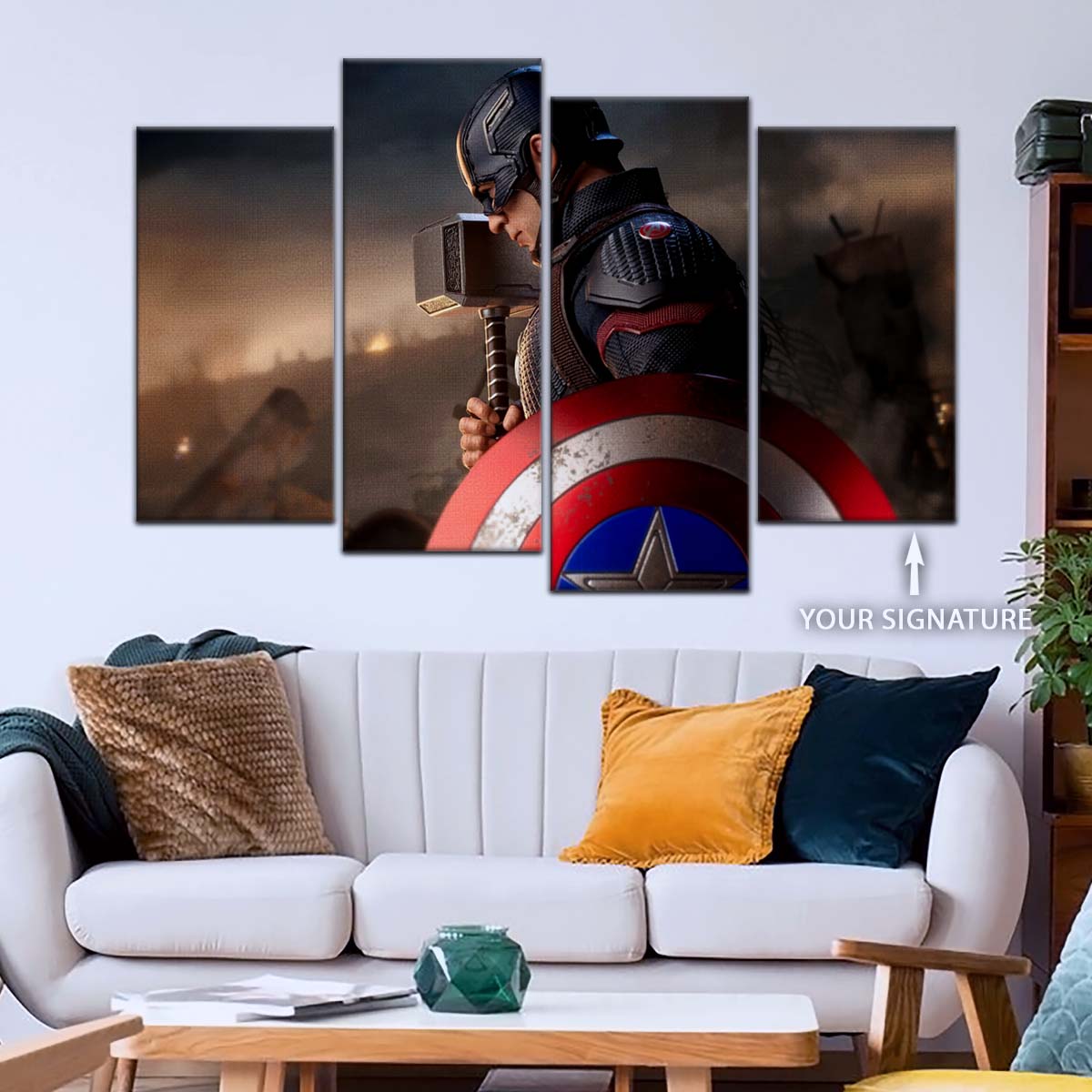 Marvel Wall Art - MCU5048 - Captain America - Steve Rogers - Mjölnir Hammer Shield - Avengers EndGame - Marvel Cinematic Universe Poster - Marvel Cinematic Universe Canvas