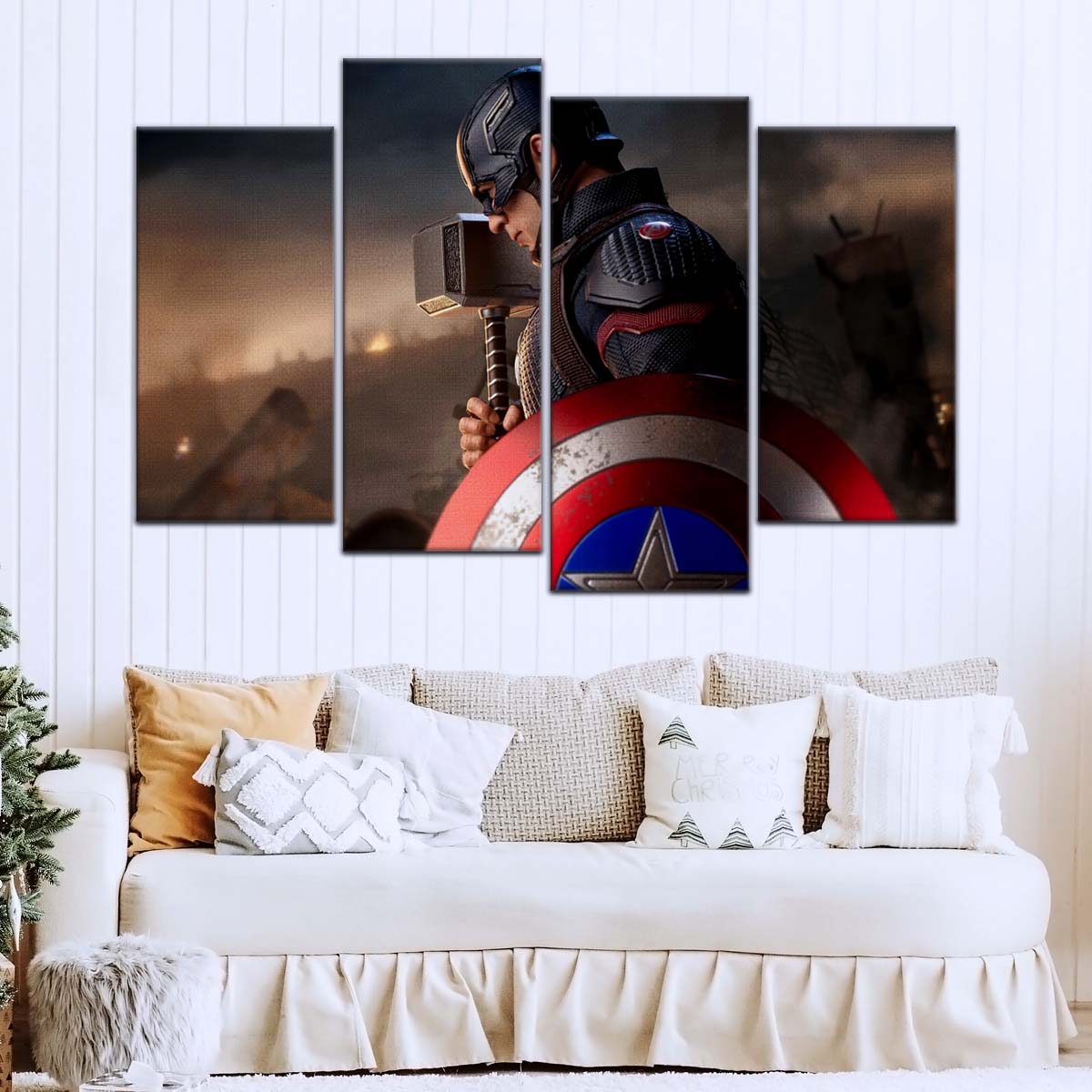 Marvel Wall Art - MCU5048 - Captain America - Steve Rogers - Mjölnir Hammer Shield - Avengers EndGame - Marvel Cinematic Universe Poster - Marvel Cinematic Universe Canvas