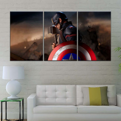 Marvel Wall Art - MCU5048 - Captain America - Steve Rogers - Mjölnir Hammer Shield - Avengers EndGame - Marvel Cinematic Universe Poster - Marvel Cinematic Universe Canvas