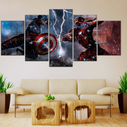 Marvel Wall Art - MCU5055 - Civil War Showdown Iron Man vs. Captain America - Marvel Cinematic Universe Poster - Marvel Cinematic Universe Canvas