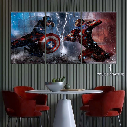 Marvel Wall Art - MCU5055 - Civil War Showdown Iron Man vs. Captain America - Marvel Cinematic Universe Poster - Marvel Cinematic Universe Canvas