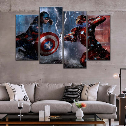 Marvel Wall Art - MCU5055 - Civil War Showdown Iron Man vs. Captain America - Marvel Cinematic Universe Poster - Marvel Cinematic Universe Canvas