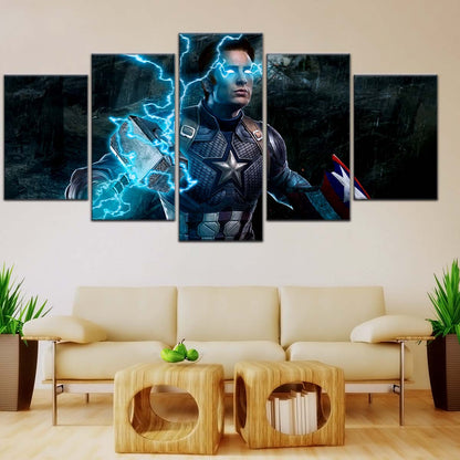 Marvel Wall Art - MCU5057 - Captain America Wields Mjölnir - Marvel Cinematic Universe Poster - Marvel Cinematic Universe Canvas