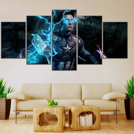 Marvel Wall Art - MCU5057 - Captain America Wields Mjölnir - Marvel Cinematic Universe Poster - Marvel Cinematic Universe Canvas