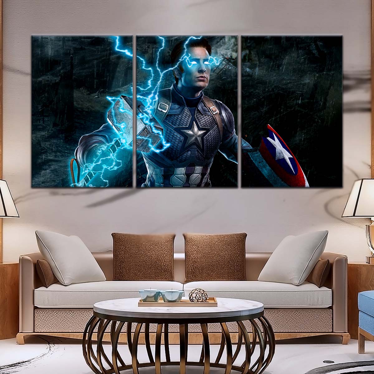 Marvel Wall Art - MCU5057 - Captain America Wields Mjölnir - Marvel Cinematic Universe Poster - Marvel Cinematic Universe Canvas