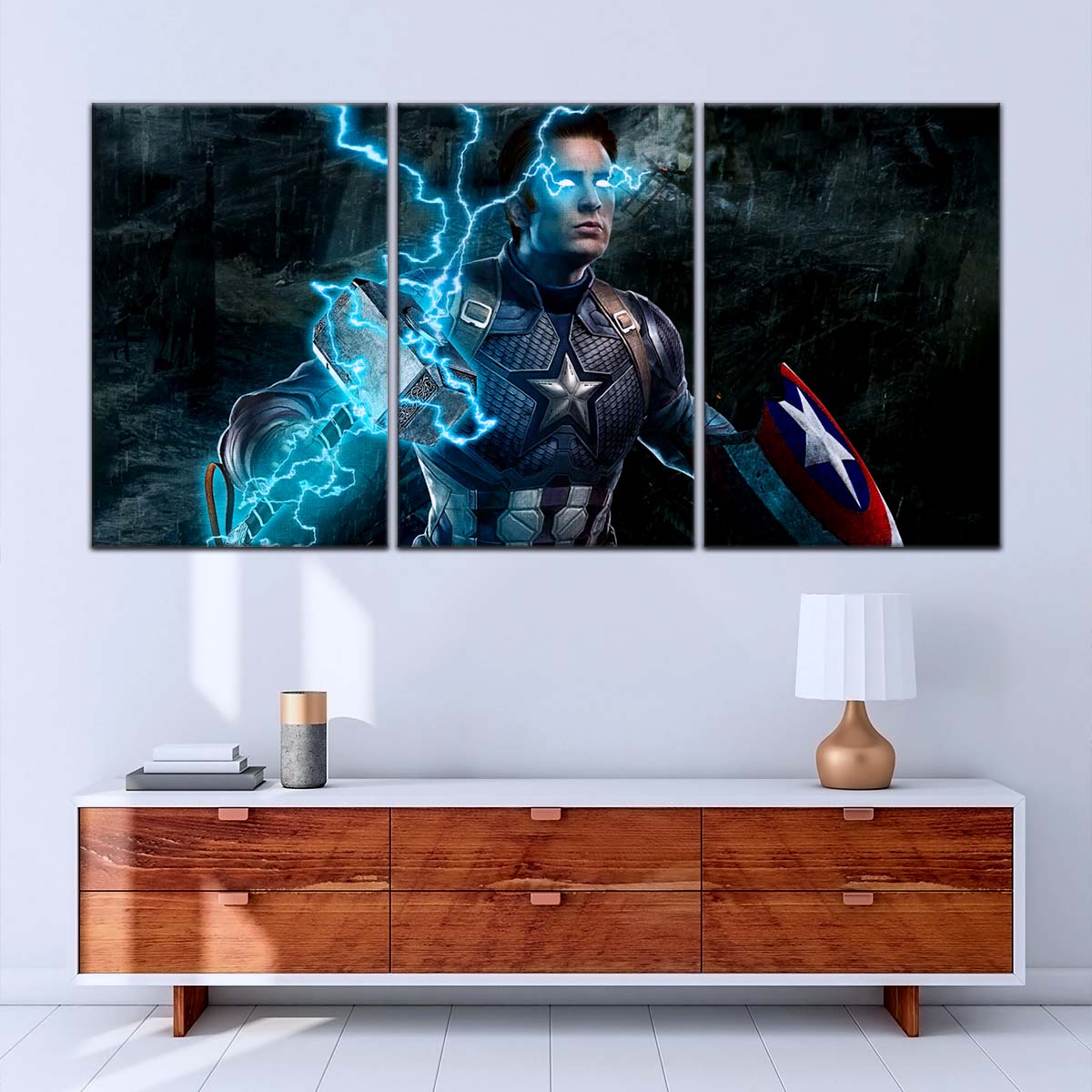 Marvel Wall Art - MCU5057 - Captain America Wields Mjölnir - Marvel Cinematic Universe Poster - Marvel Cinematic Universe Canvas