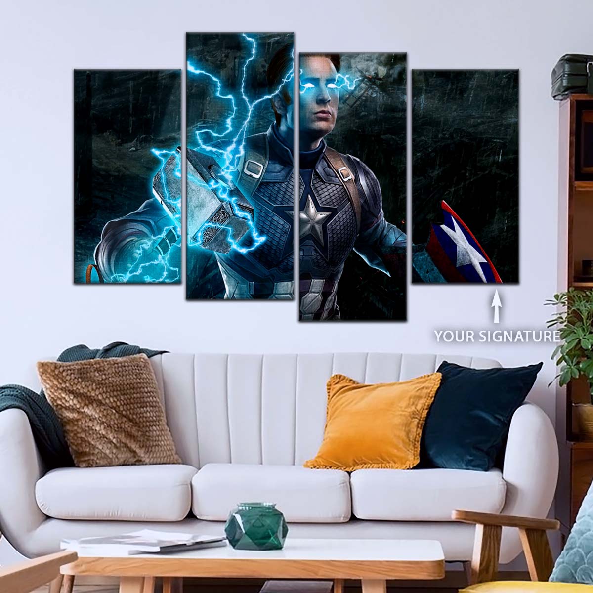 Marvel Wall Art - MCU5057 - Captain America Wields Mjölnir - Marvel Cinematic Universe Poster - Marvel Cinematic Universe Canvas
