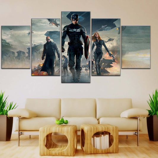 Marvel Wall Art - MCU5059 - Captain America - Nick Fury - Black Widow - The Winter Soldier - Marvel Cinematic Universe Poster - Marvel Cinematic Universe Canvas