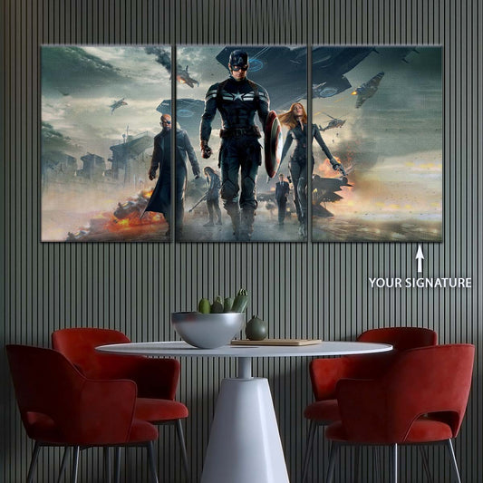 Marvel Wall Art - MCU5059 - Captain America - Nick Fury - Black Widow - The Winter Soldier - Marvel Cinematic Universe Poster - Marvel Cinematic Universe Canvas