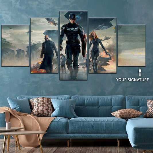 Marvel Wall Art - MCU5059 - Captain America - Nick Fury - Black Widow - The Winter Soldier - Marvel Cinematic Universe Poster - Marvel Cinematic Universe Canvas