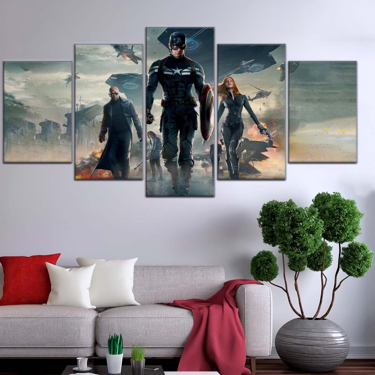 Marvel Wall Art - MCU5059 - Captain America - Nick Fury - Black Widow - The Winter Soldier - Marvel Cinematic Universe Poster - Marvel Cinematic Universe Canvas