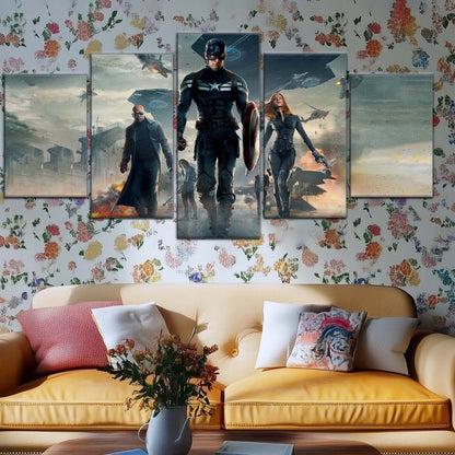 Marvel Wall Art - MCU5059 - Captain America - Nick Fury - Black Widow - The Winter Soldier - Marvel Cinematic Universe Poster - Marvel Cinematic Universe Canvas