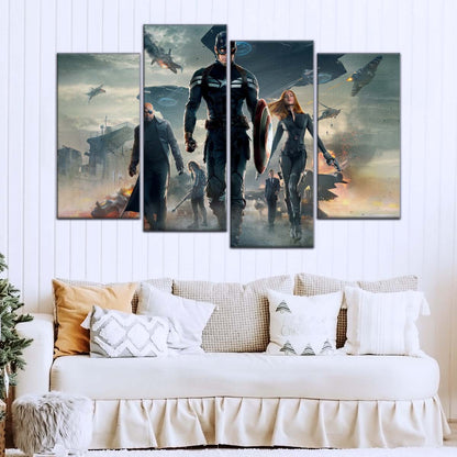 Marvel Wall Art - MCU5059 - Captain America - Nick Fury - Black Widow - The Winter Soldier - Marvel Cinematic Universe Poster - Marvel Cinematic Universe Canvas