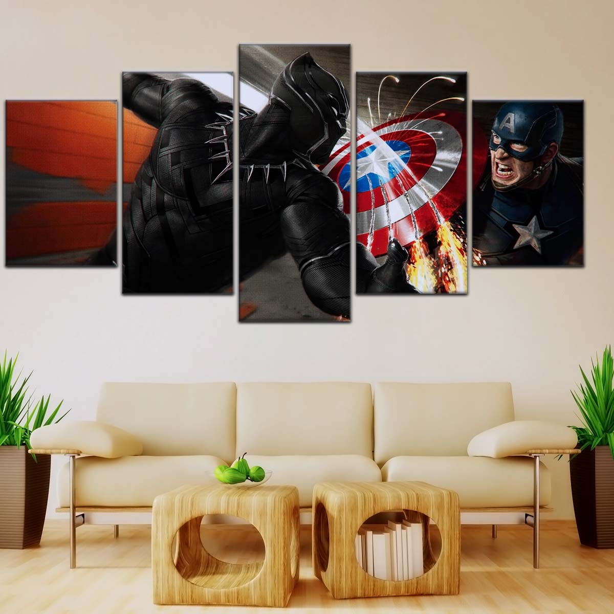 Marvel Wall Art - MCU5062 - Black Panther vs Captain America - Marvel Cinematic Universe Poster - Marvel Cinematic Universe Canvas