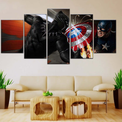 Marvel Wall Art - MCU5062 - Black Panther vs Captain America - Marvel Cinematic Universe Poster - Marvel Cinematic Universe Canvas