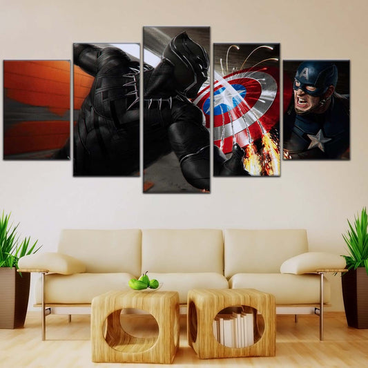 Marvel Wall Art - MCU5062 - Black Panther vs Captain America - Marvel Cinematic Universe Poster - Marvel Cinematic Universe Canvas