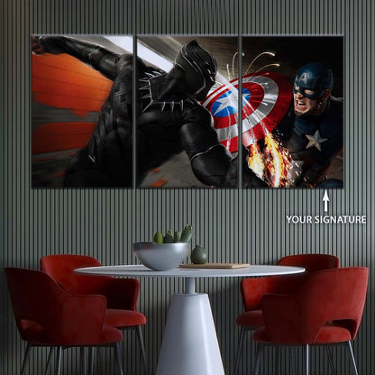 Marvel Wall Art - MCU5062 - Black Panther vs Captain America - Marvel Cinematic Universe Poster - Marvel Cinematic Universe Canvas