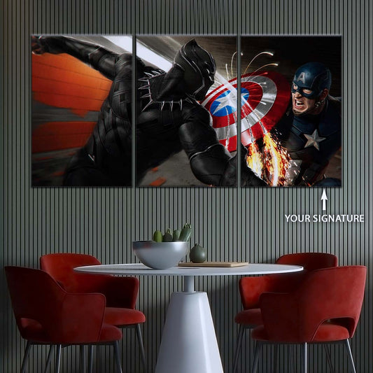 Marvel Wall Art - MCU5062 - Black Panther vs Captain America - Marvel Cinematic Universe Poster - Marvel Cinematic Universe Canvas
