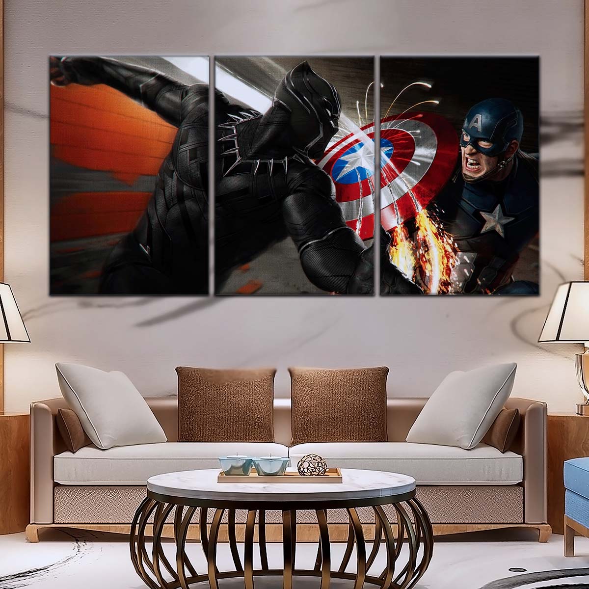 Marvel Wall Art - MCU5062 - Black Panther vs Captain America - Marvel Cinematic Universe Poster - Marvel Cinematic Universe Canvas
