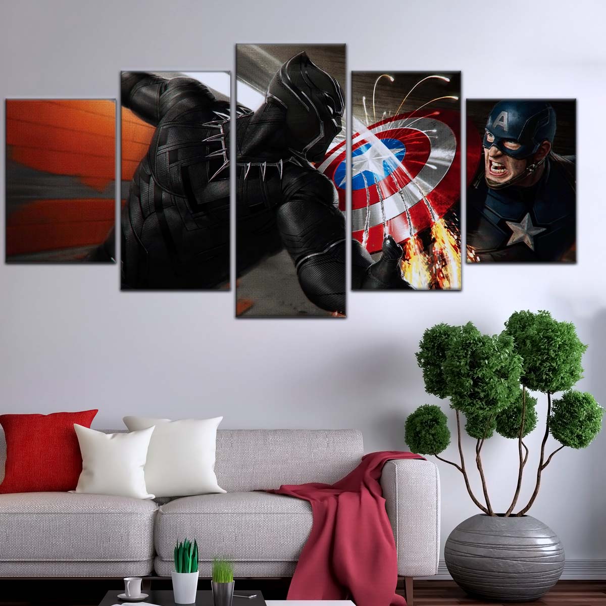 Marvel Wall Art - MCU5062 - Black Panther vs Captain America - Marvel Cinematic Universe Poster - Marvel Cinematic Universe Canvas