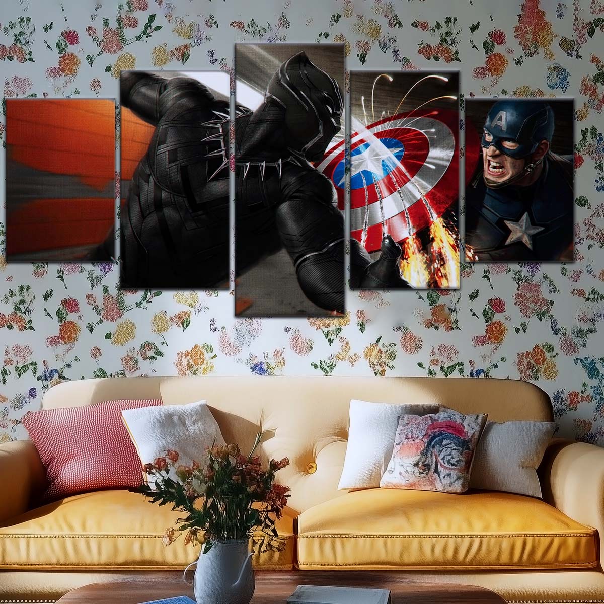 Marvel Wall Art - MCU5062 - Black Panther vs Captain America - Marvel Cinematic Universe Poster - Marvel Cinematic Universe Canvas