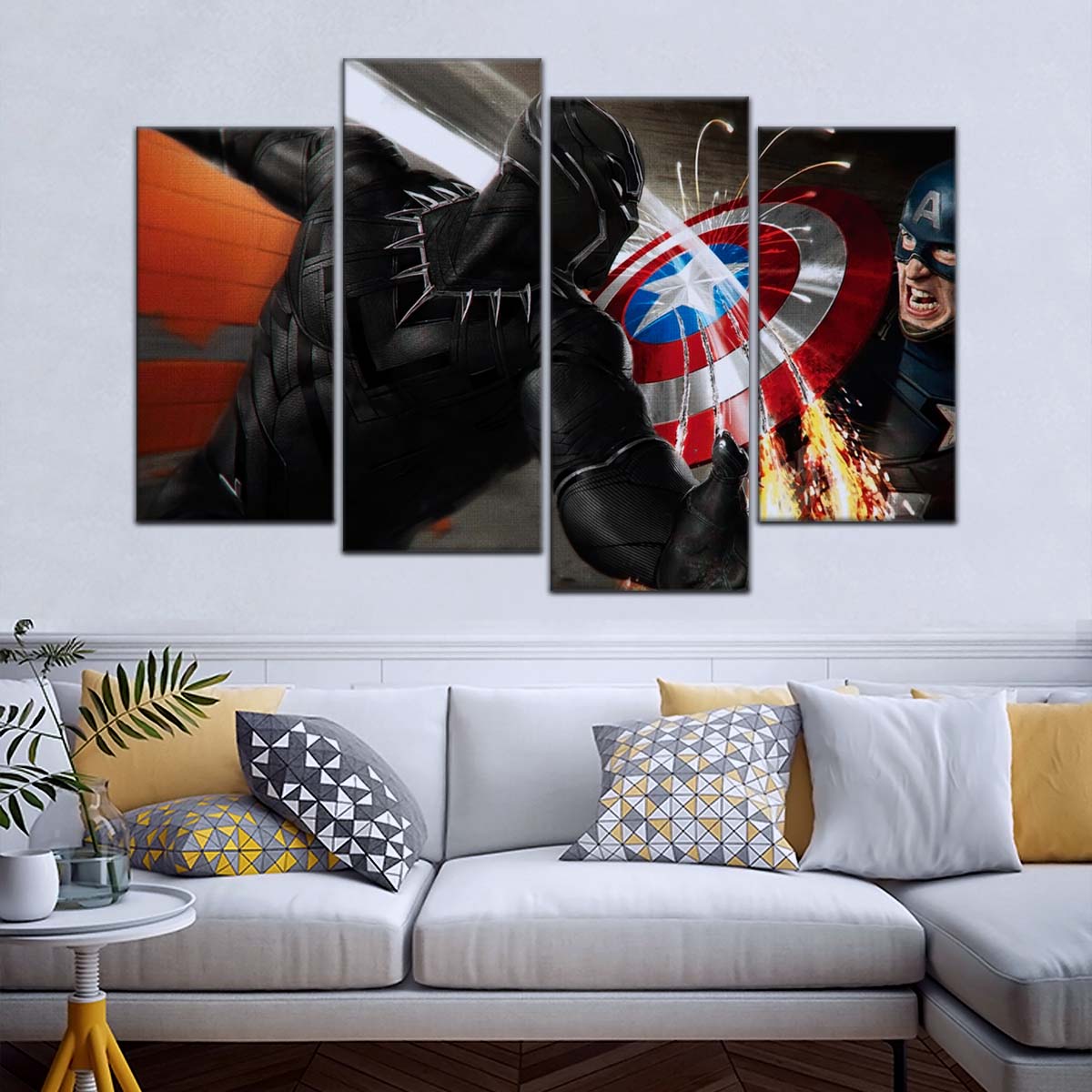 Marvel Wall Art - MCU5062 - Black Panther vs Captain America - Marvel Cinematic Universe Poster - Marvel Cinematic Universe Canvas