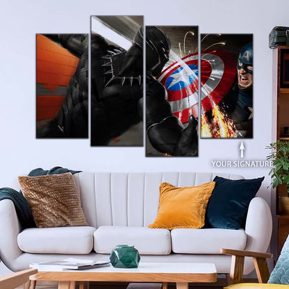 Marvel Wall Art - MCU5062 - Black Panther vs Captain America - Marvel Cinematic Universe Poster - Marvel Cinematic Universe Canvas