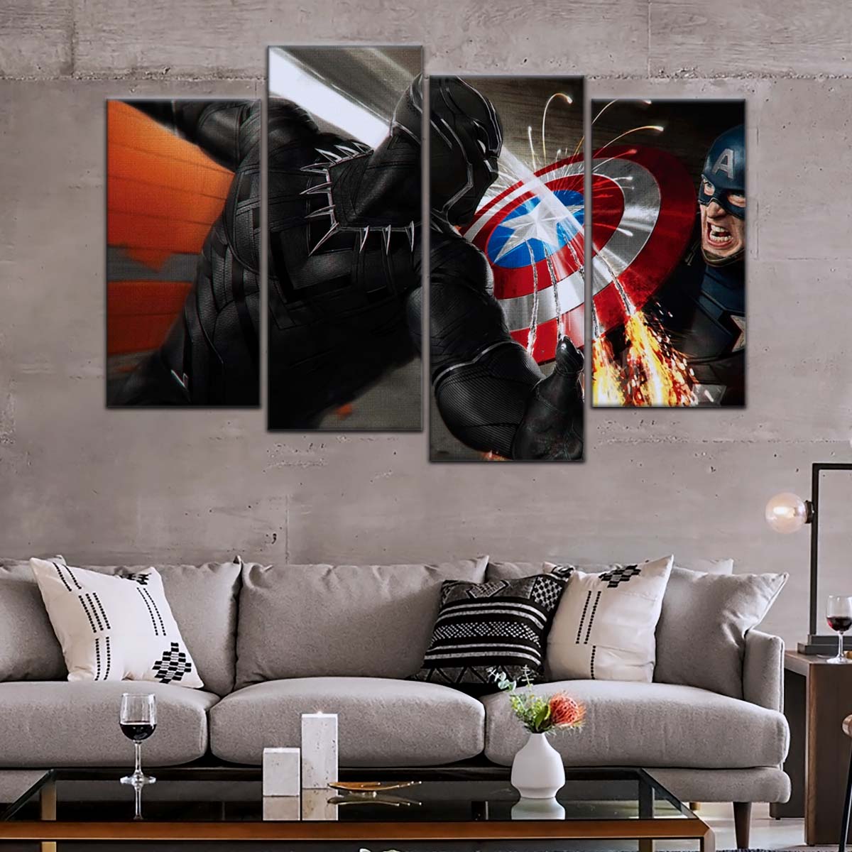 Marvel Wall Art - MCU5062 - Black Panther vs Captain America - Marvel Cinematic Universe Poster - Marvel Cinematic Universe Canvas