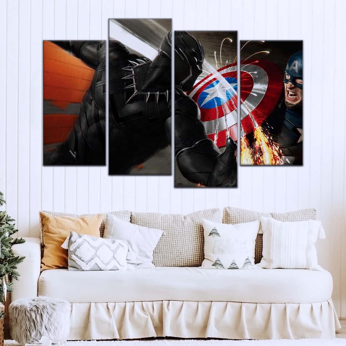 Marvel Wall Art - MCU5062 - Black Panther vs Captain America - Marvel Cinematic Universe Poster - Marvel Cinematic Universe Canvas