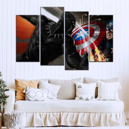 Marvel Wall Art - MCU5062 - Black Panther vs Captain America - Marvel Cinematic Universe Poster - Marvel Cinematic Universe Canvas