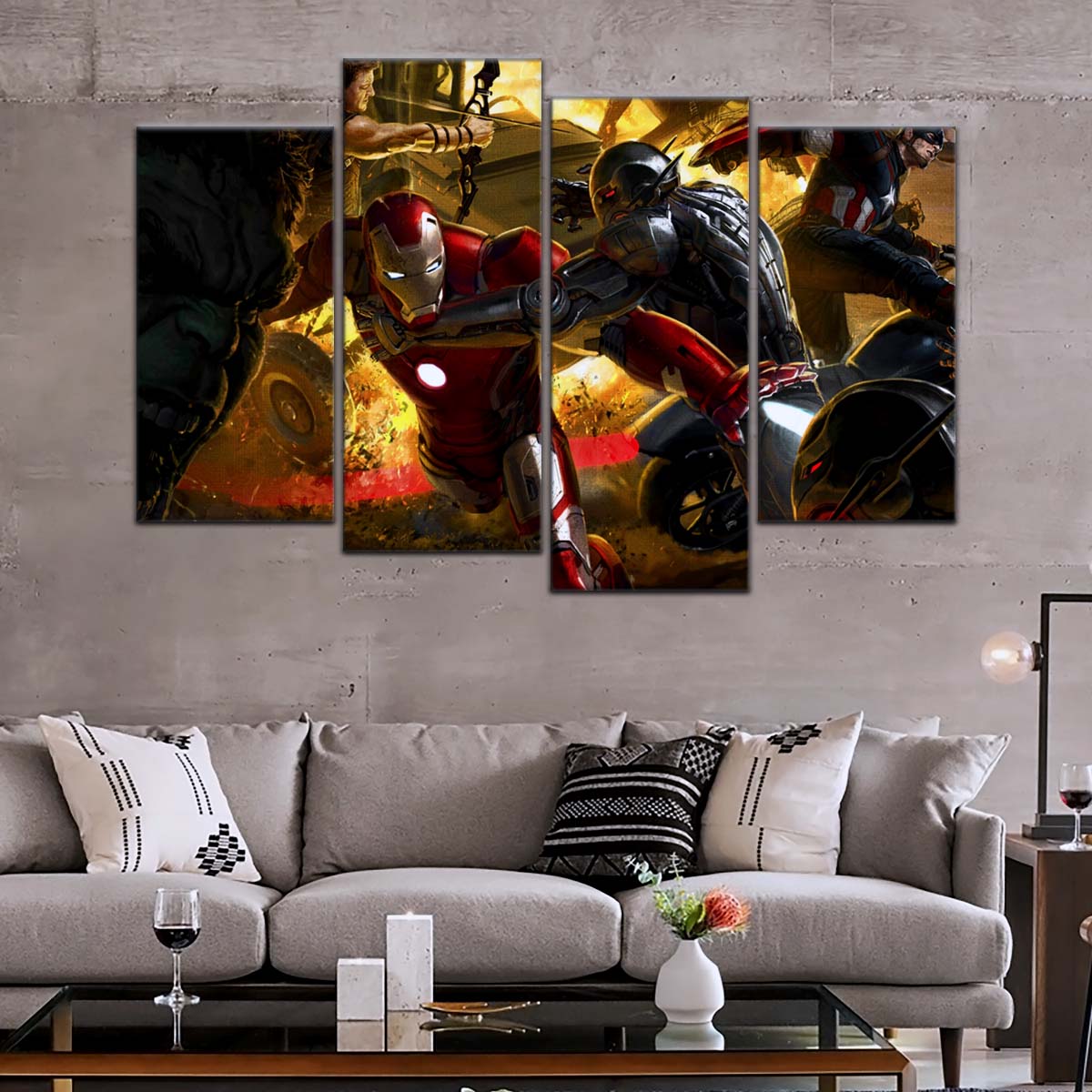 Marvel Wall Art - MCU5065 - Avengers Age of Ultron - Hulk - Clint Barton - Iron Man - Ultron - Black Widow - Captain America - Thor - Marvel Cinematic Universe Poster - Marvel Cinematic Universe Canvas