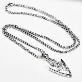 Viking - Mens Hammered Arrow Necklaces, Nordic Viking Celtic Knot Pendant with Box Chain, Protection Amulet Jewelry
